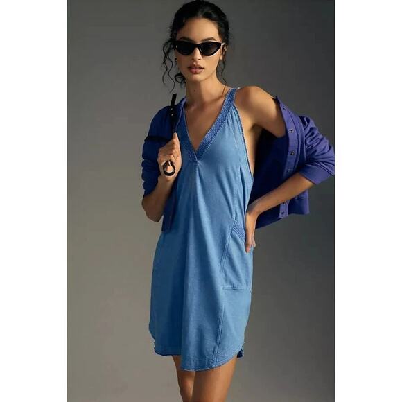 Daily Practice By Anthropology Dresses & Skirts - Daily Practice by Anthropologie The Carlie V-Neck Sapphire Mini Dress Size XS